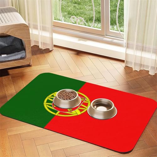 Haustier-Futtermatte mit portugiesischer Flagge, wasserdicht und rutschfest, für Hunde und Katzen, keine Flecken, schnell trocknend, Wasserspendermatte für Hunde Haustier-Futtermatte mit portugiesischer Flagge, wasserdicht und rutschfest, für Hunde und Katzen, keine Flecken, schnell trocknend, Wasserspendermatte für Hunde von HMBGFW