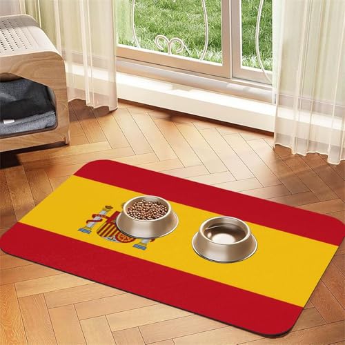 Haustier-Futtermatte mit spanischer Flagge, wasserdicht und rutschfest, für Hunde und Katzen, keine Flecken, schnell trocknend, Wasserspendermatte für Hunde Haustier-Futtermatte mit spanischer Flagge, wasserdicht und rutschfest, für Hunde und Katzen, keine Flecken, schnell trocknend, Wasserspendermatte für Hunde von HMBGFW
