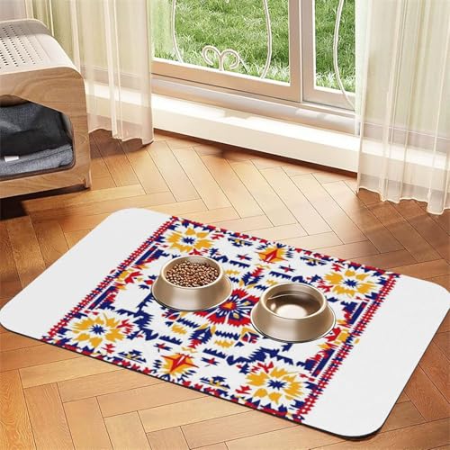 Haustier-Futtermatte mit symmetrischem Muster, wasserdicht und rutschfest, für Hunde und Katzen, keine Flecken, schnell trocknend, Wasserspendermatte für Hunde Haustier-Futtermatte mit symmetrischem Muster, wasserdicht und rutschfest, für Hunde und Katzen, keine Flecken, schnell trocknend, Wasserspendermatte für Hunde von HMBGFW