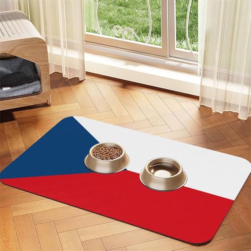 Haustier-Futtermatte mit tschechischer Flagge, wasserdicht und rutschfest, für Hunde und Katzen, keine Flecken, schnell trocknend, Wasserspendermatte für Hunde von HMBGFW