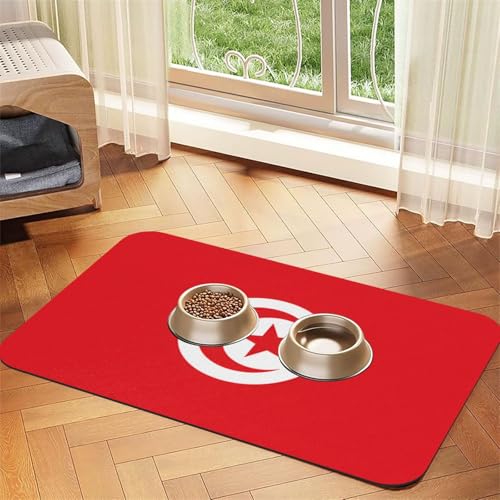 Haustier-Futtermatte mit tunesischer Flagge, wasserdicht und rutschfest, für Hunde und Katzen, keine Flecken, schnell trocknend, Wasserspendermatte für Hunde Haustier-Futtermatte mit tunesischer Flagge, wasserdicht und rutschfest, für Hunde und Katzen, keine Flecken, schnell trocknend, Wasserspendermatte für Hunde von HMBGFW