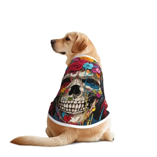 Haustier-T-Shirts mit Blumenschädeln, die Musik hören, Hundekleidung für große und mittelgroße Hunde, bequeme Hunde-Shirts, perfekt für den täglichen Gebrauch Haustier-T-Shirts mit Blumenschädeln, die Musik hören, Hundekleidung für große und mittelgroße Hunde, bequeme Hunde-Shirts, perfekt für den täglichen Gebrauch von HMBGFW