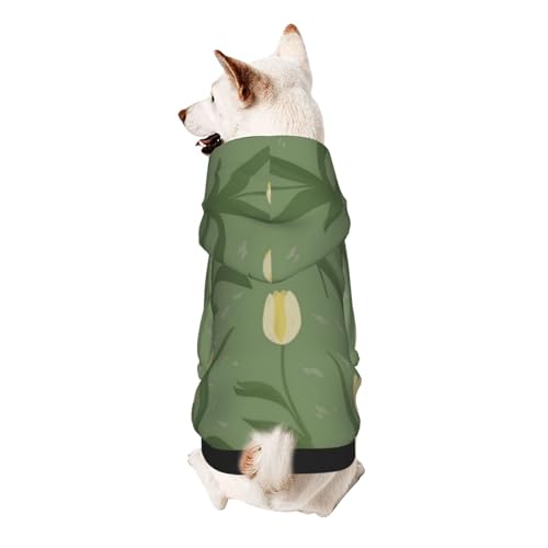 Hunde-Kapuzenpullover mit Blumen und Pflanzen, weiche und atmungsaktive Haustierkleidung für kleine bis große Hunde, stilvolle und bequeme Hundekleidung von HMBGFW