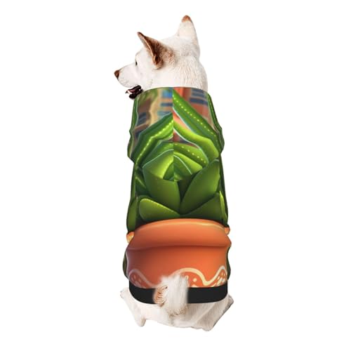 Hunde-Kapuzenpullover mit Cartoon-Topfpflanzen-Motiv, weiche und atmungsaktive Haustierkleidung für kleine bis große Hunde, stilvolle und bequeme Hundekleidung von HMBGFW