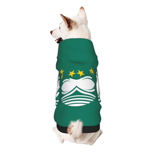 Hunde-Kapuzenpullover mit Flagge von Macao, weiche und atmungsaktive Haustierkleidung für kleine bis große Hunde, stilvolle und bequeme Hundekleidung von HMBGFW