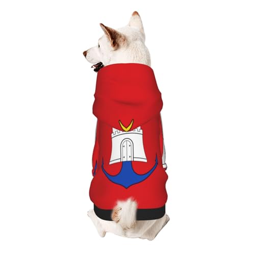 Hunde-Kapuzenpullover mit Hamburger Flagge, weiche und atmungsaktive Haustierkleidung für kleine bis große Hunde, stilvolle und bequeme Hundekleidung von HMBGFW