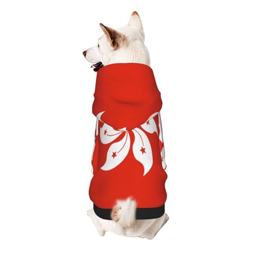 Hunde-Kapuzenpullover mit Hongkong-Flagge, weiche und atmungsaktive Haustierkleidung für kleine bis große Hunde, stilvolle und bequeme Hundekleidung von HMBGFW