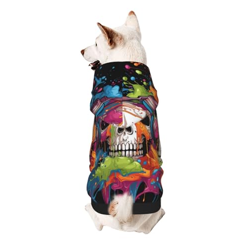 Hunde-Kapuzenpullover mit bunten Totenköpfen – weiche und atmungsaktive Haustierkleidung für kleine bis große Hunde, stilvolle und bequeme Hundekleidung von HMBGFW