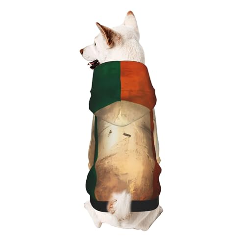 Hunde-Kapuzenpullover mit irischer Flagge im Retro-Stil, weiche und atmungsaktive Haustierkleidung für kleine bis große Hunde, stilvolle und bequeme Hundekleidung von HMBGFW
