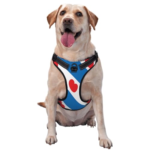 Hundegeschirr Friesische Flagge für kleine, mittelgroße und große Hunde - reflektierende Riemen, verstellbare Passform mit Schnellverschluss-Schnallen Hundegeschirr Friesische Flagge für kleine, mittelgroße und große Hunde - reflektierende Riemen, verstellbare Passform mit Schnellverschluss-Schnallen von HMBGFW