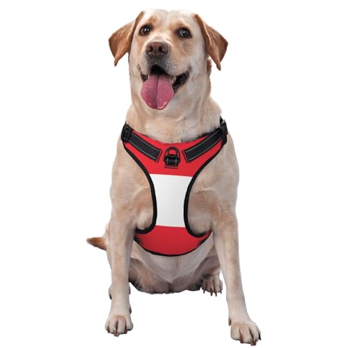 Hundegeschirr mit Österreichischer Flagge für kleine, mittelgroße und große Hunde, reflektierende Riemen, verstellbare Passform mit Schnellverschluss-Schnallen Hundegeschirr mit Österreichischer Flagge für kleine, mittelgroße und große Hunde, reflektierende Riemen, verstellbare Passform mit Schnellverschluss-Schnallen von HMBGFW