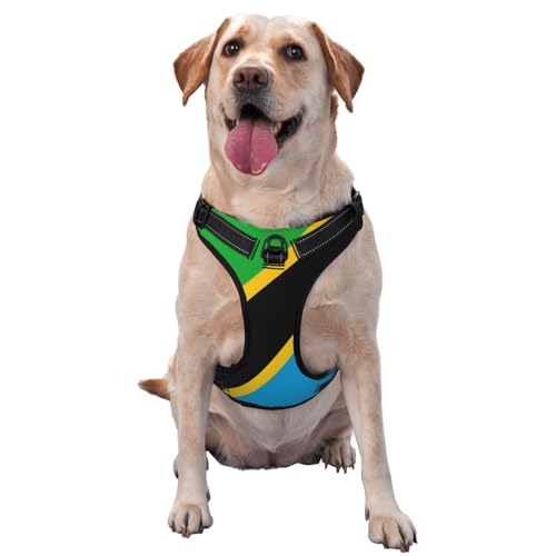 Hundegeschirr mit Tansania-Flagge, für kleine, mittelgroße und große Hunde, reflektierende Riemen, verstellbare Passform, mit Schnellverschluss-Schnallen Hundegeschirr mit Tansania-Flagge, für kleine, mittelgroße und große Hunde, reflektierende Riemen, verstellbare Passform, mit Schnellverschluss-Schnallen von HMBGFW