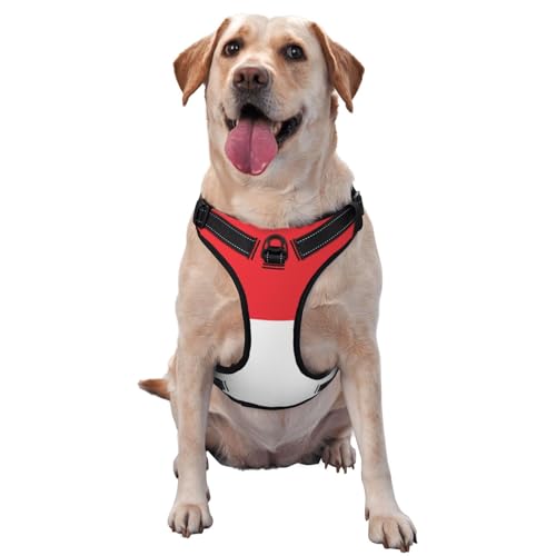 Hundegeschirr mit indonesischer Flagge für kleine, mittelgroße und große Hunde, reflektierende Riemen, verstellbare Passform mit Schnellverschluss-Schnallen Hundegeschirr mit indonesischer Flagge für kleine, mittelgroße und große Hunde, reflektierende Riemen, verstellbare Passform mit Schnellverschluss-Schnallen von HMBGFW