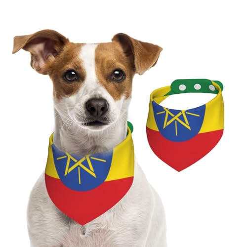 Hundehalstuch, Motiv: Flagge von Äthiopien, waschbar, für kleine bis große Haustiere, Schal für Mädchen oder Jungen, Haustierzubehör Hundehalstuch, Motiv: Flagge von Äthiopien, waschbar, für kleine bis große Haustiere, Schal für Mädchen oder Jungen, Haustierzubehör von HMBGFW