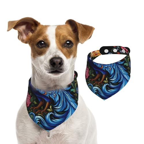 Hundehalstuch, Motiv: Pfau in den Blumen, waschbar, für kleine bis große Haustiere, für Mädchen oder Jungen, Haustierzubehör Hundehalstuch, Motiv: Pfau in den Blumen, waschbar, für kleine bis große Haustiere, für Mädchen oder Jungen, Haustierzubehör von HMBGFW