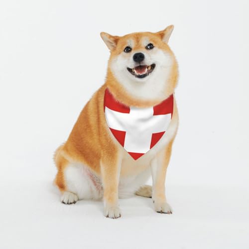 Hundehalstuch mit Schweizer Flagge, waschbar, für kleine bis große Haustiere, Schal für Mädchen oder Jungen, Haustierzubehör von HMBGFW