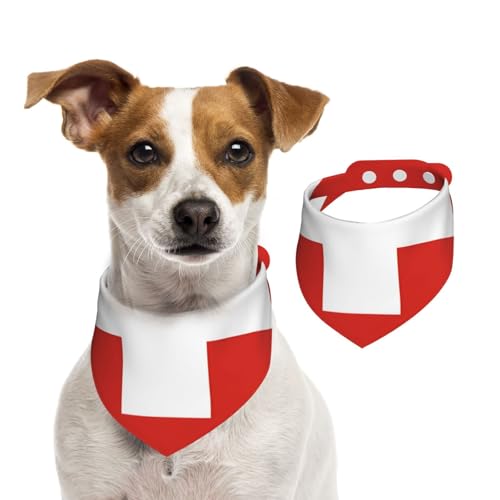 Hundehalstuch mit Schweizer Flagge, waschbar, für kleine bis große Haustiere, Schal für Mädchen oder Jungen, Haustierzubehör Hundehalstuch mit Schweizer Flagge, waschbar, für kleine bis große Haustiere, Schal für Mädchen oder Jungen, Haustierzubehör von HMBGFW