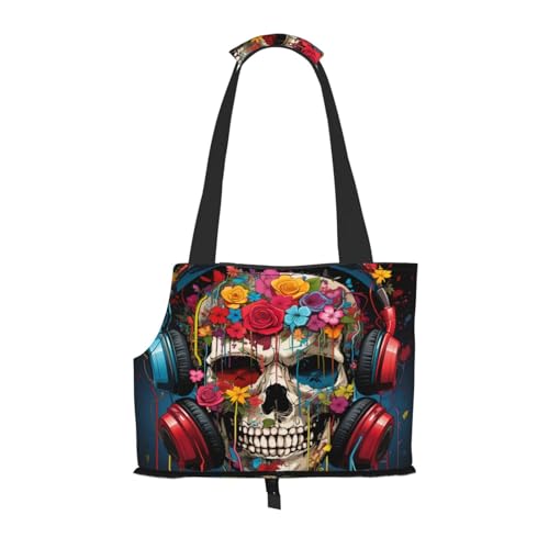 Hundetasche mit Totenköpfen und Musikhören, Haustier-Tragetasche, Tasche für kleine Hunde, Katzen, Welpen Hundetasche mit Totenköpfen und Musikhören, Haustier-Tragetasche, Tasche für kleine Hunde, Katzen, Welpen von HMBGFW