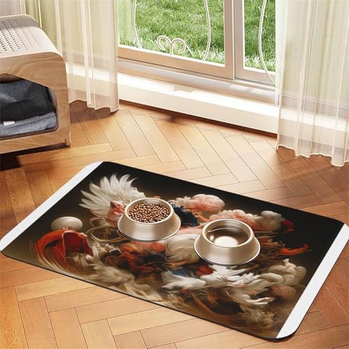 Journey to The Dreamland Haustier-Futtermatte, wasserdicht und rutschfest, für Hunde- und Katzenfutter, keine Flecken, schnell trocknende Wasserspendermatte für Hunde von HMBGFW