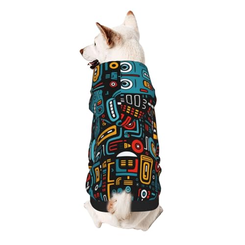 Mexikanischer abstrakter Graffiti-Hunde-Kapuzenpullover, weiche und atmungsaktive Haustierkleidung für kleine bis große Hunde, stilvolle und bequeme Hundekleidung von HMBGFW