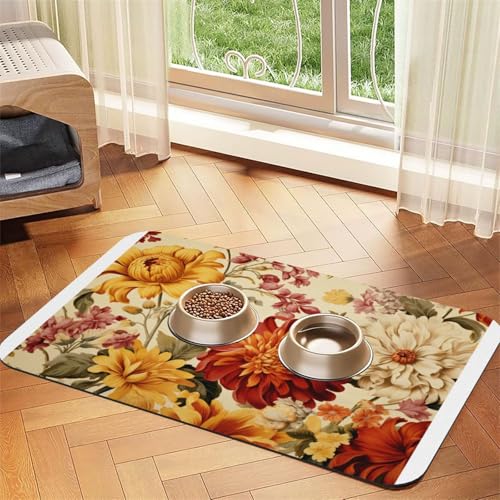 Nice Flowers Haustier-Futtermatte, wasserdicht und rutschfest, für Hunde und Katzen, keine Flecken, schnell trocknend, Wasserspendermatte für Hunde Nice Flowers Haustier-Futtermatte, wasserdicht und rutschfest, für Hunde und Katzen, keine Flecken, schnell trocknend, Wasserspendermatte für Hunde von HMBGFW