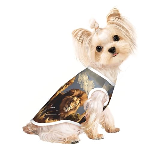 Niedliche Hundekleidung mit Lauflöwe, Hunde-T-Shirt für kleine Hunde, Mädchen, Jungen. Haustier-Pullover, Katzenkleidung, geeignet für kleine Haustiere von HMBGFW