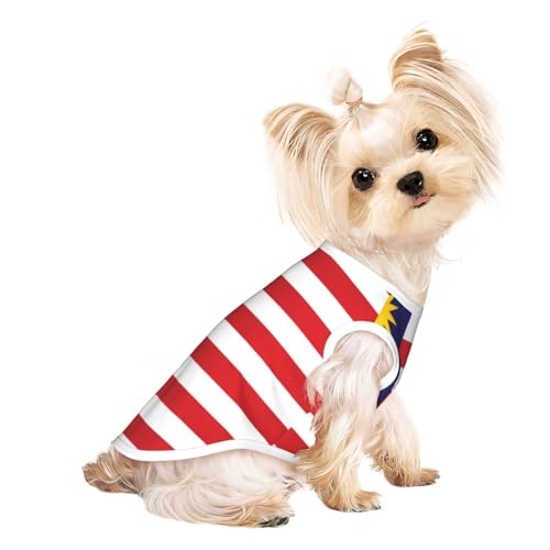 Niedliche Hundekleidung mit Malaysia-Flagge, Hunde-T-Shirt für kleine Hunde, Mädchen, Jungen. Haustier-Pullover, Katzenkleidung, geeignet für kleine Haustiere von HMBGFW