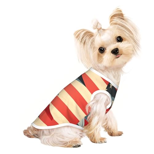 Niedliche Hundekleidung mit USA-Flagge, Hunde-T-Shirt für kleine Hunde, Mädchen, Jungen. Haustier-Pullover, Katzenkleidung, geeignet für kleine Haustiere von HMBGFW