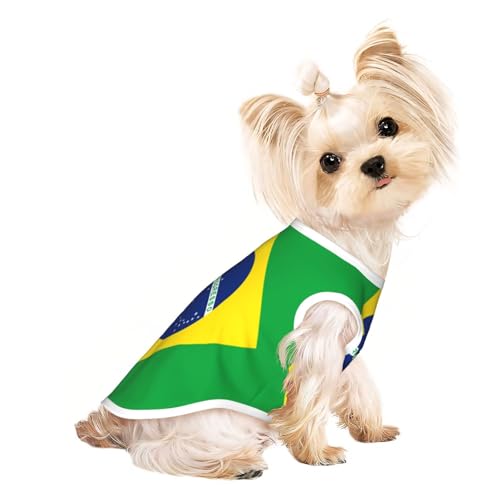 Niedliche Hundekleidung mit brasilianischer Flagge, Hunde-T-Shirt für kleine Hunde, Mädchen, Jungen. Haustier-Pullover, Katzenkleidung, geeignet für kleine Haustiere von HMBGFW