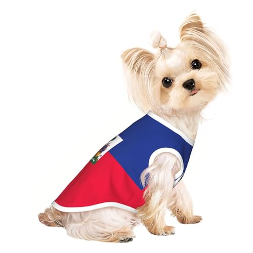 Niedliche Hundekleidung mit haitianischer Flagge, Hunde-T-Shirt für kleine Hunde, Mädchen und Jungen. Haustier-Pullover, Katzenkleidung, geeignet für kleine Haustiere von HMBGFW