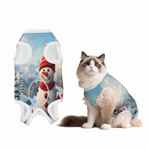 Niedlicher Schneemann in den verschneiten Bergen Genesungsanzug für Hunde und Katzen nach Operationen, Haustier-Genesungs-Shirt, Einteiler, Haustier-Operationsanzug Niedlicher Schneemann in den verschneiten Bergen Genesungsanzug für Hunde und Katzen nach Operationen, Haustier-Genesungs-Shirt, Einteiler, Haustier-Operationsanzug von HMBGFW