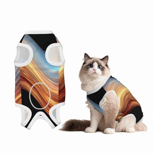 Orange und Blau Farbverlauf Genesungsanzug für Hunde und Katzen nach Operationen, Haustier-Genesungs-Shirt, Einteiler, Haustier-Operationsanzug von HMBGFW