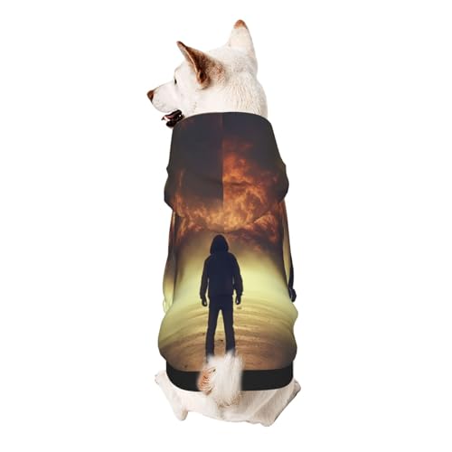 Pyramiden in Flammen Hunde-Kapuzenpullover, weiche und atmungsaktive Haustierkleidung für kleine bis große Hunde, stilvolle und bequeme Hundekleidung von HMBGFW