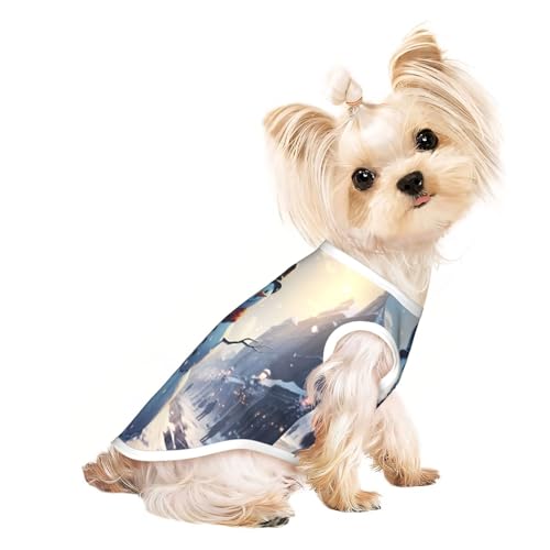 Riesiger Weihnachts-Schneemann auf der Straße, niedliches Hunde-T-Shirt für kleine Hunde, Mädchen, Jungen. Haustier-Pullover, Katzenkleidung, geeignet für kleine Haustiere von HMBGFW