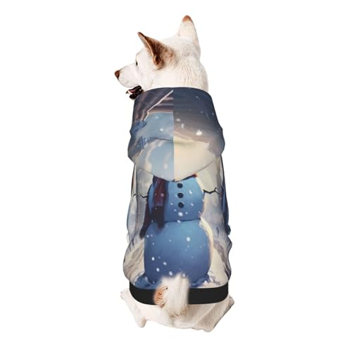 Riesiger Weihnachtsschneemann auf der Straße Hunde-Kapuzenpullover – weiche und atmungsaktive Haustierkleidung für kleine bis große Hunde, stilvolle und bequeme Hundekleidung von HMBGFW