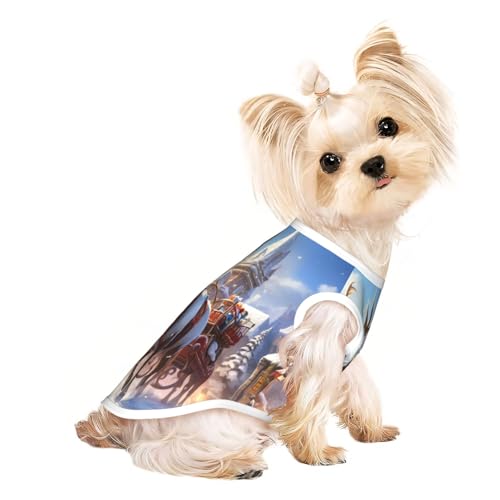 Riesiges Rentier zieht einen Schlitten, süßes Hunde-T-Shirt für kleine Hunde, Mädchen, Jungen. Haustier-Pullover, Katzenkleidung, geeignet für kleine Haustiere von HMBGFW