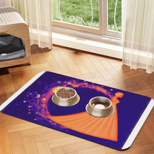 Starry Night Gown Haustier-Futtermatte, wasserdicht und rutschfest, für Hunde und Katzen, keine Flecken, schnell trocknende Hunde-Wasserspendermatte von HMBGFW