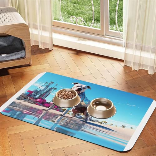The Colorful World of Dogs Haustier-Futtermatte, wasserdicht und rutschfest, für Hunde- und Katzenfutter, keine Flecken, schnell trocknende Wasserspendermatte für Hunde The Colorful World of Dogs Haustier-Futtermatte, wasserdicht und rutschfest, für Hunde- und Katzenfutter, keine Flecken, schnell trocknende Wasserspendermatte für Hunde von HMBGFW