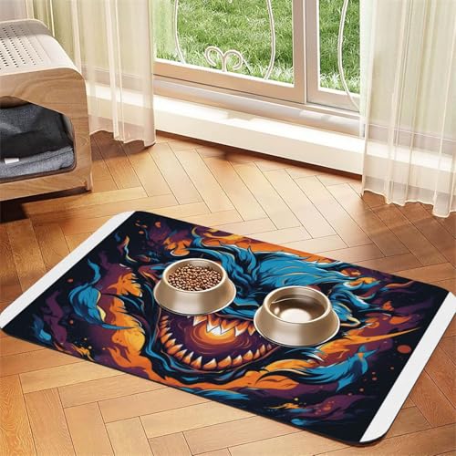 The Dragon's Roar Haustier-Futtermatte, wasserdicht und rutschfest, für Hunde- und Katzenfutter, keine Flecken, schnell trocknende Wasserspendermatte für Hunde The Dragon's Roar Haustier-Futtermatte, wasserdicht und rutschfest, für Hunde- und Katzenfutter, keine Flecken, schnell trocknende Wasserspendermatte für Hunde von HMBGFW
