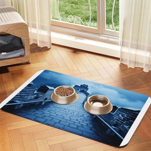 The Great Wall Haustier-Futtermatte, wasserdicht und rutschfest, für Hunde- und Katzenfutter, keine Flecken, schnell trocknend, Wasserspendermatte für Hunde von HMBGFW