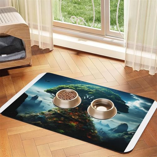 The World Tree Haustier-Futtermatte, wasserdicht und rutschfest, für Hunde- und Katzenfutter, keine Flecken, schnell trocknend, Wasserspendermatte für Hunde The World Tree Haustier-Futtermatte, wasserdicht und rutschfest, für Hunde- und Katzenfutter, keine Flecken, schnell trocknend, Wasserspendermatte für Hunde von HMBGFW