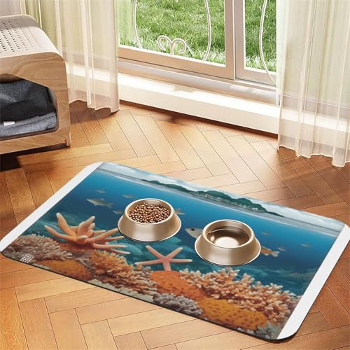 The World of Underwater Animals Haustier-Futtermatte, wasserdicht und rutschfest, für Hunde- und Katzenfutter, keine Flecken, schnell trocknend, Wasserspendermatte für Hunde The World of Underwater Animals Haustier-Futtermatte, wasserdicht und rutschfest, für Hunde- und Katzenfutter, keine Flecken, schnell trocknend, Wasserspendermatte für Hunde von HMBGFW
