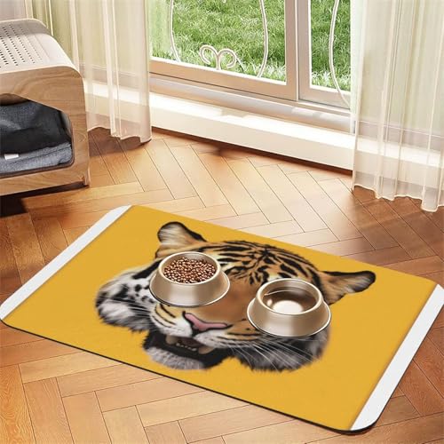 Tigerkopf Haustier-Futtermatte, wasserdicht und rutschfest, für Hunde und Katzen, keine Flecken, schnell trocknend, Wasserspendermatte für Hunde Tigerkopf Haustier-Futtermatte, wasserdicht und rutschfest, für Hunde und Katzen, keine Flecken, schnell trocknend, Wasserspendermatte für Hunde von HMBGFW