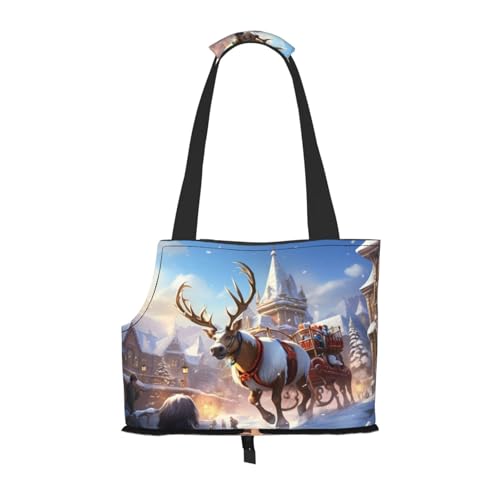 Tragetasche für Hunde, Motiv: Riesen Rentier mit Schlitten und Schlitten, Haustier-Tragetasche, Tasche für kleine Hunde, Katzen, Welpen Tragetasche für Hunde, Motiv: Riesen Rentier mit Schlitten und Schlitten, Haustier-Tragetasche, Tasche für kleine Hunde, Katzen, Welpen von HMBGFW