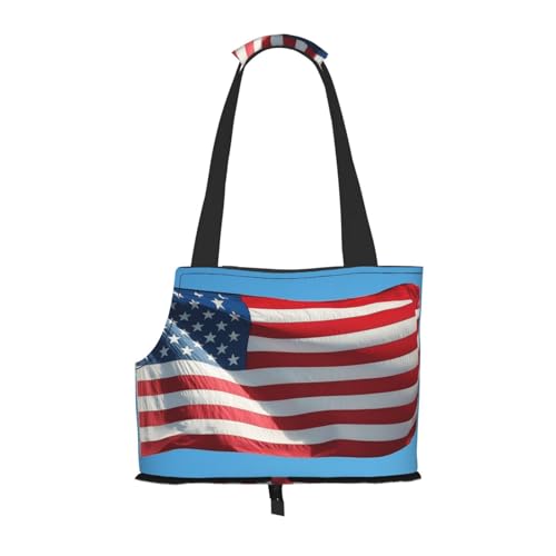 Tragetasche für Hunde, Motiv: amerikanische Flagge in einem blauen Himmel, Haustier-Tragetasche, Tasche für kleine Hunde, Katzen, Welpen Tragetasche für Hunde, Motiv: amerikanische Flagge in einem blauen Himmel, Haustier-Tragetasche, Tasche für kleine Hunde, Katzen, Welpen von HMBGFW