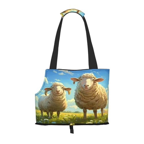 Tragetasche für Hunde, Schafe und kleine Schafe auf der Wiese, Haustier-Tragetasche, Tasche für kleine Hunde, Katzen, Welpen Tragetasche für Hunde, Schafe und kleine Schafe auf der Wiese, Haustier-Tragetasche, Tasche für kleine Hunde, Katzen, Welpen von HMBGFW