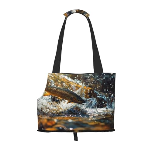 Tragetasche für Hunde mit springendem Lachs, Haustier-Tragetasche, Tasche für kleine Hunde, Katzen, Welpen Tragetasche für Hunde mit springendem Lachs, Haustier-Tragetasche, Tasche für kleine Hunde, Katzen, Welpen von HMBGFW