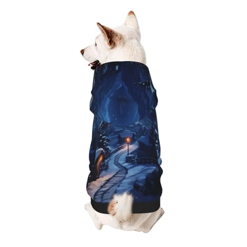 Village on a Snowy Day Hunde-Kapuzenpullover, weiche und atmungsaktive Haustierkleidung für kleine bis große Hunde, stilvolle und bequeme Hundekleidung von HMBGFW