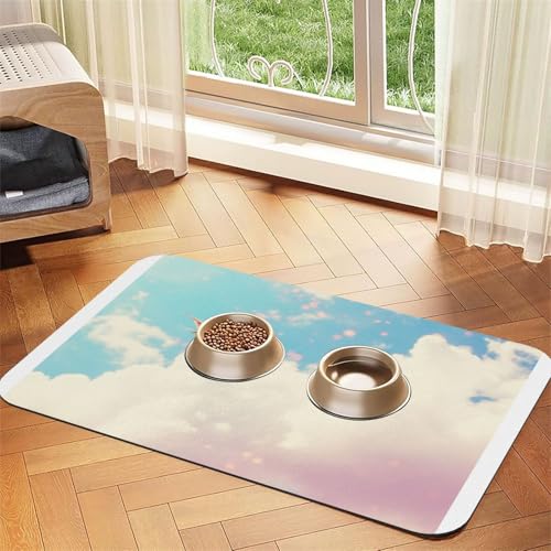 Vögel, die unter weißen Wolken fliegen, wasserdichte und rutschfeste Futtermatte für Hunde und Katzen, keine Flecken, schnell trocknende Wasserspendermatte für Hunde Vögel, die unter weißen Wolken fliegen, wasserdichte und rutschfeste Futtermatte für Hunde und Katzen, keine Flecken, schnell trocknende Wasserspendermatte für Hunde von HMBGFW