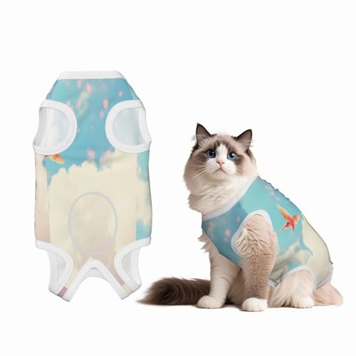 Vogel-Genesungsanzug für Hunde und Katzen, die nach Operationen unter weißen Wolken fliegen, Haustier-Genesungs-Shirt, Einteiler für Haustier-Operationen Vogel-Genesungsanzug für Hunde und Katzen, die nach Operationen unter weißen Wolken fliegen, Haustier-Genesungs-Shirt, Einteiler für Haustier-Operationen von HMBGFW